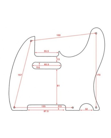 Schlagbrett 1-lagig Weiß für Telecaster, 5 Schrauben