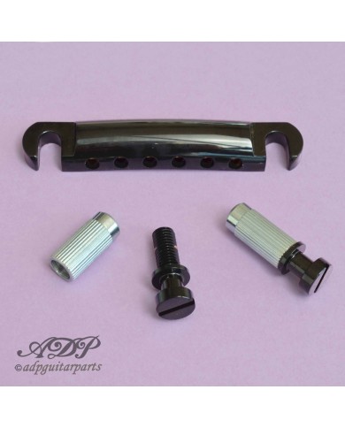 Gotoh GE101Z Saitenhalter im Gibson StopTail Stil, LS, SG, ES, metrisch, Zamak, schwarzes Chrom