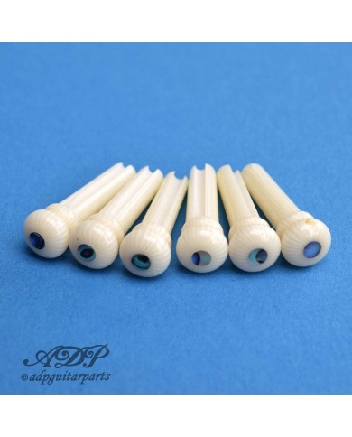 6 Galalith-Bridgepins 5,5 mm für Akustikgitarre