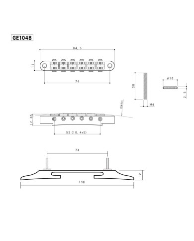 Gotoh Nickel GE104B Steg + Ebenholzsockel für Jazz-Archtop