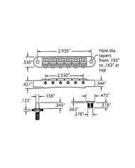 TonePros TP6R-N Chevalet Nashville Roller saddle mesures imperiales Nickel