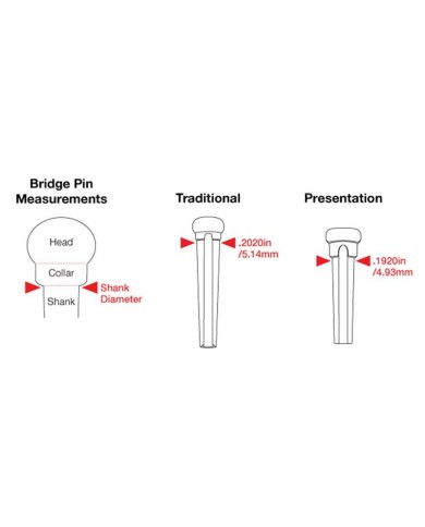 Set schwarze Tusq Traditional Bridge Pins 5.1mm (6 STK.) ohne Einlagen