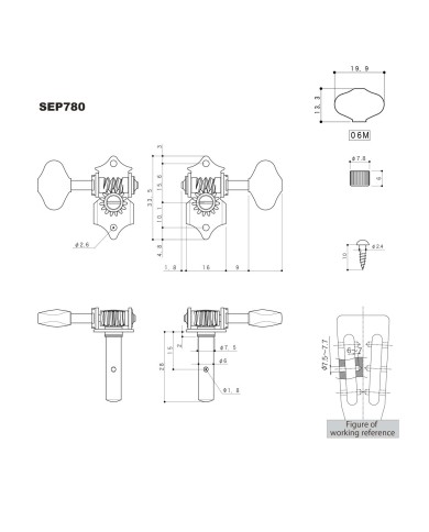 Gotoh Mechaniken Nickel 3+3 Butterbean-Flügel 1:15