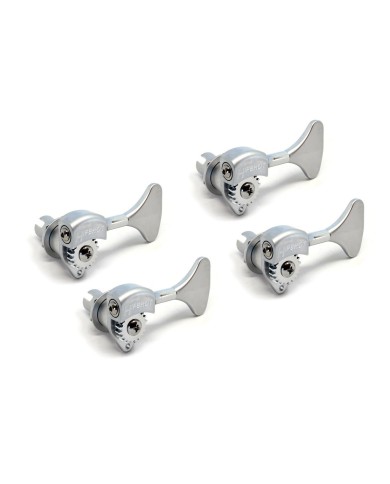 4 verchromte Hipshot Licensed Ultralight Bassmechaniken 1/2" Y-Flügel