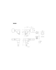 Gotoh SG360 Chrome tuners set 6 in line, Button 07