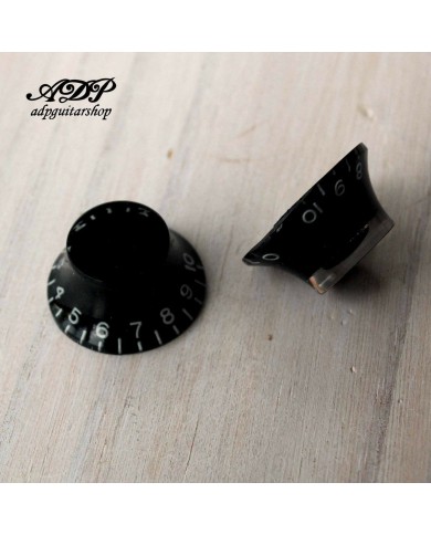 2 schwarze Plexi-Knöpfe, metrisch, 18 Riffelungen