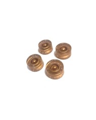 4 Speed Knobs aus Plexi, goldener Untergrund, metrisch 18 Zähne/Verzahnung, LP SG Style, asiatisch