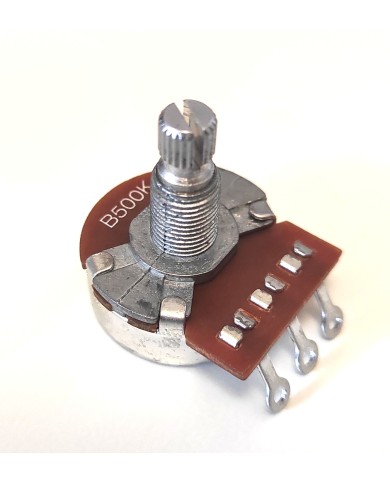Potentiometer 24 Splines (US) Alpha 500 Ko Linear, geschlitzte 6mm-Achse, metrisches 8 mm-Gewinde