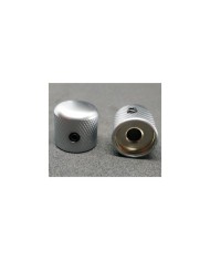 2 Dome Tele Knöpfe für Potis 6,35 mm (1/4") Metall satiniertes Chrom, feine Rändelung