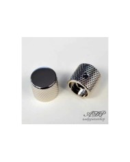 2 Flat-Top Metallknöpfe, Nickel, für Potis mit Vollwelle 6,35mm (1/4")