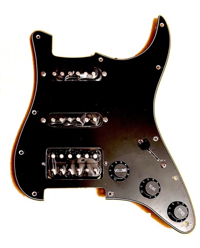Pickguard noir précâblé HSS Strat, micros à aimant céramique