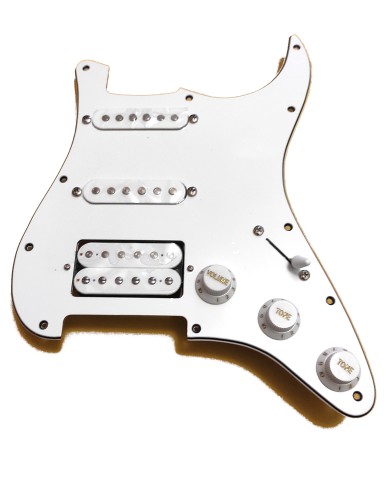 White loaded pickguard, Strat HSS, ceramic pickups