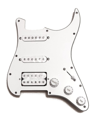 White loaded pickguard, Strat HSS, ceramic pickups