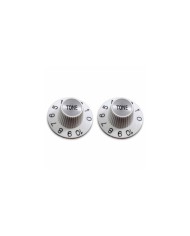 2 weiße Tone-Reglerknöpfe Witch Hat Silver Reflector für US-Potis