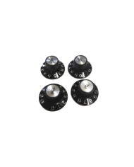 2 schwarze Tone- und Volume-Knöpfe, Hexenhut, Silver Reflector, für US-Potis