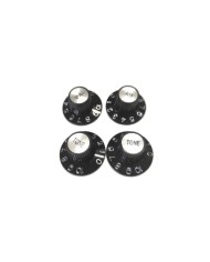2 schwarze Tone- und Volume-Knöpfe, Hexenhut, Silver Reflector, für US-Potis