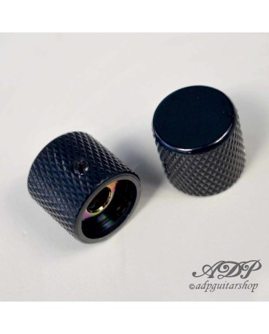 2 schwarze Metallknöpfe Big Grip FlatTop 19 mm für 6-mm-Potiachsen