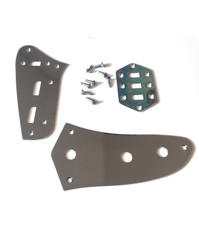 Fender Jaguar Kontrollplatten-Set Chrom + 8 Schrauben