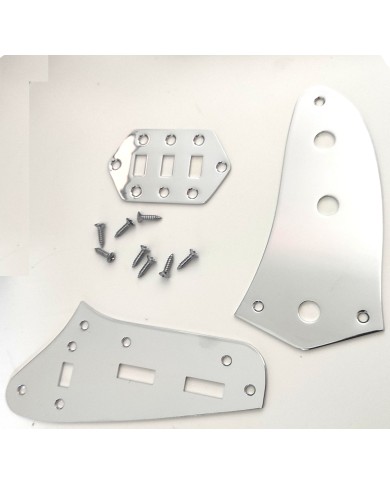 Fender Jaguar Kontrollplatten-Set Chrom + 8 Schrauben
