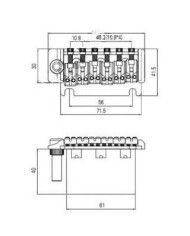 Strat style Gold tremolo 56mm, 2 points, innovative saddles 10.8mm