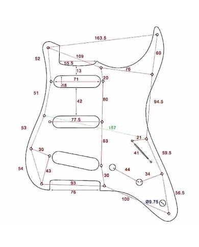 Pickguard rosa eloxiert, 11 Löcher für Stratocaster nach '72