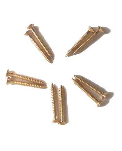 10 goldene Schrauben 3 x 25 mm für Trapez-Saitenhalter, Vibrola, Archtop-Gitarren