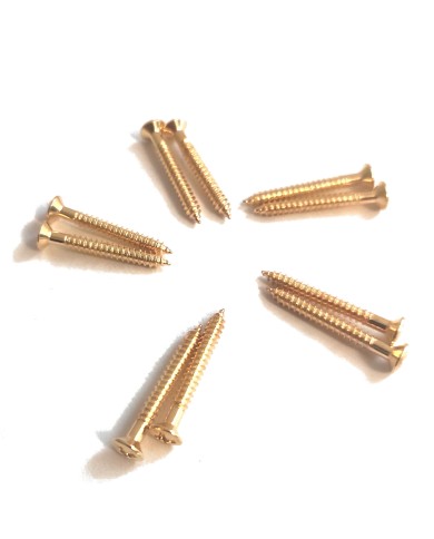 10 goldene Schrauben 3 x 25 mm für Trapez-Saitenhalter, Vibrola, Archtop-Gitarren