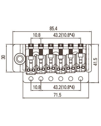 6-Schrauben-Tremolo im Strat-Stil, Chrom, 54mm, innovative 10.8mm Saitenreiter