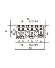 6-Schrauben-Tremolo im Strat-Stil, Chrom, 54mm, innovative 10.8mm Saitenreiter