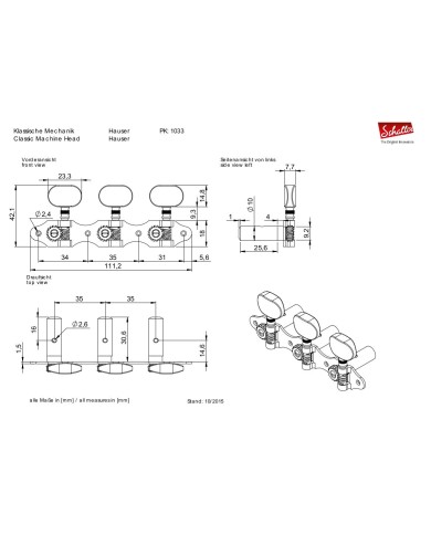 Schaller Classic Hauser Gold 3+3 Perloid-Knöpfe