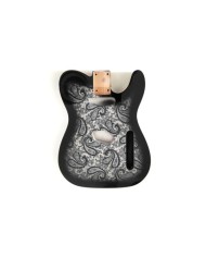 Telecaster Body Black Paisley, Double binding, 3-piece Alder