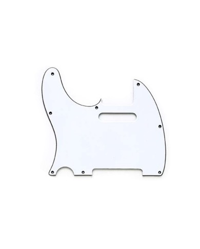 Weißes Linkshänder-Pickguard Telecaster Vintage USA 3-lagig 8 Löcher
