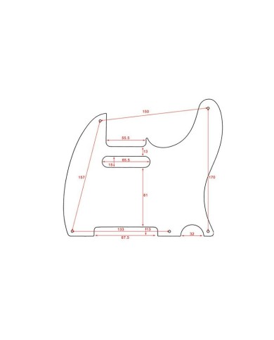 Weißes Linkshänder-Pickguard Telecaster Vintage USA 3-lagig 8 Löcher