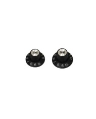 2 schwarze Tone-Reglerknöpfe Witch Hat mit Silver Reflector für US-Potis