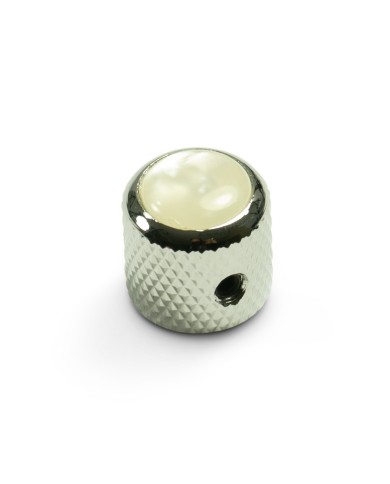 Q-Parts Mini-Dome-Knopf, Chrom und Perlmuttweiß