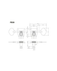 Dimensions des gotoh FB30 4x1 nickel vieilli