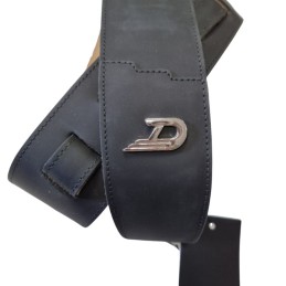 Sangle Duesenberg cuir noir, zoom sur LOGO