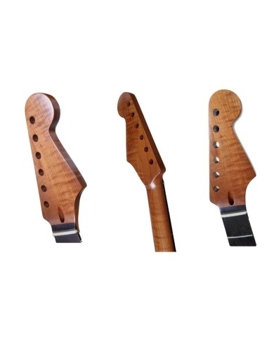 Kopfplatte des Stratocaster-Halses aus geflammtem Ahorn mit Palisandergriffbrett