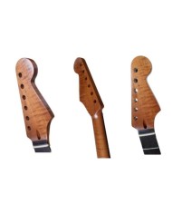 Kopfplatte des Stratocaster-Halses aus geflammtem Ahorn mit Palisandergriffbrett