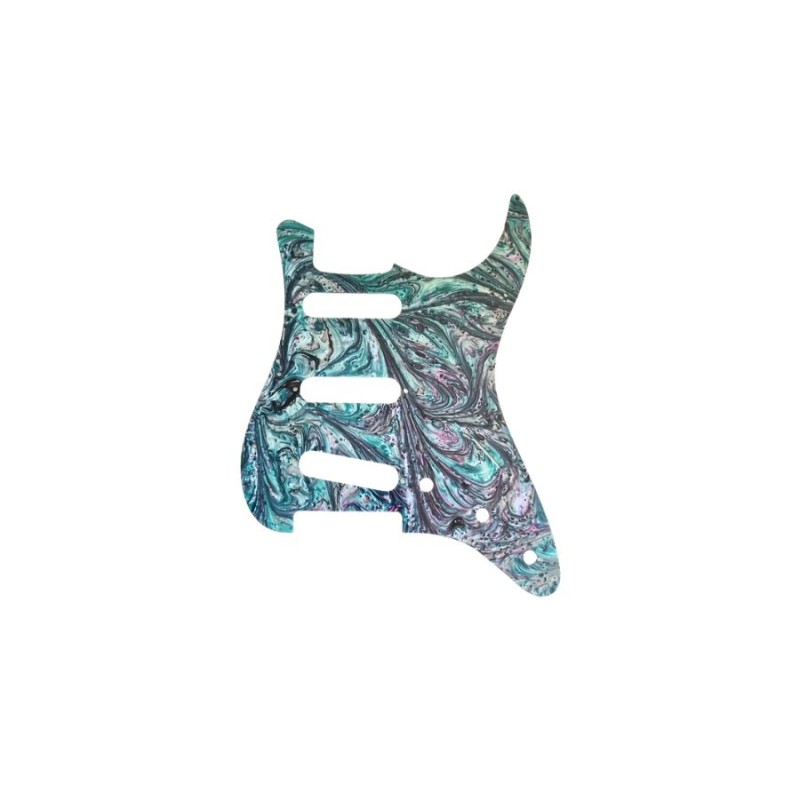 Pickguard for Stratocaster®, 11-Hole– Green Marble Black