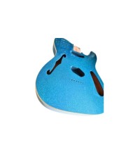 Corps Telecaster Thinline Sparkle Blue et double binding crème, verni gloss