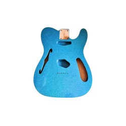 Corps Telecaster Thinline Sparkle Blue et double binding de face