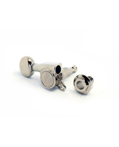 Kluson Linkshänder-Mechaniken, 6 in Reihe, runder Knopf, 1:18