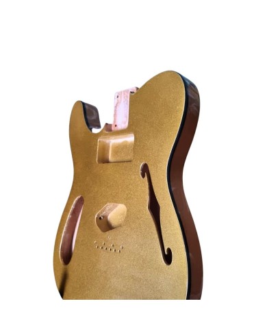 Linkshänder Telecaster Thinline, Gold Top, einfaches schwarzes Binding