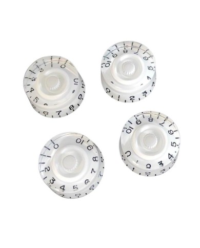 4 Speed Knob Knöpfe im Gibson LP SG Plexi Stil, weißer Hintergrund, ohne Bass, metrisch, 18 Splines