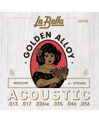 La Bella Golden Alloy Wound Medium Saiten für Akustikgitarre