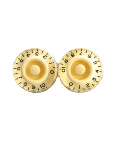 2x Boutons Speed Plexi Crème InchSize 24 splines shaft style Gibson LP SG