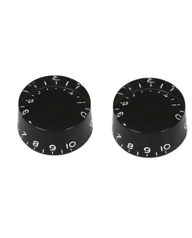 2 x Boutons Speed Knobs Plexi Noir Inch Size, 24 splines shaft, style Gibson LP SG