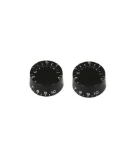 2 x schwarze Plexi Speed Knobs, US-Format, für Achsen mit 24 Riffelungen, Stil Gibson LP SG