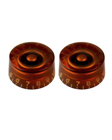 2 Amber Plexi Speed Knobs Engraved, US, 24 splines shaft style Gibson LP SG
